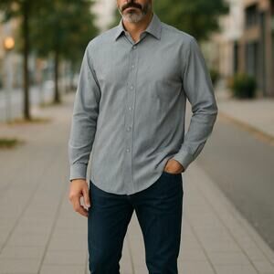 Proper Shirtings Men's Gray Striped Cotton Button Down Shirt